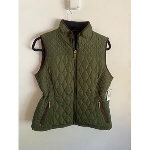 Weatherproof Women Quilted Faux Fur Lined Vest Everglade Green F9105R NWT Medium